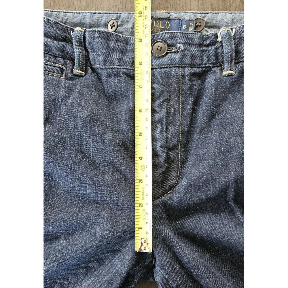 Polo Ralph Lauren Cuffed Dark Indigo Blue Flat Front Jean Chino's Size 6 - Picture 4 of 11